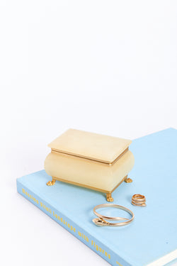 Italian Buttercream Alabaster Jewelry Box with Brass Feet