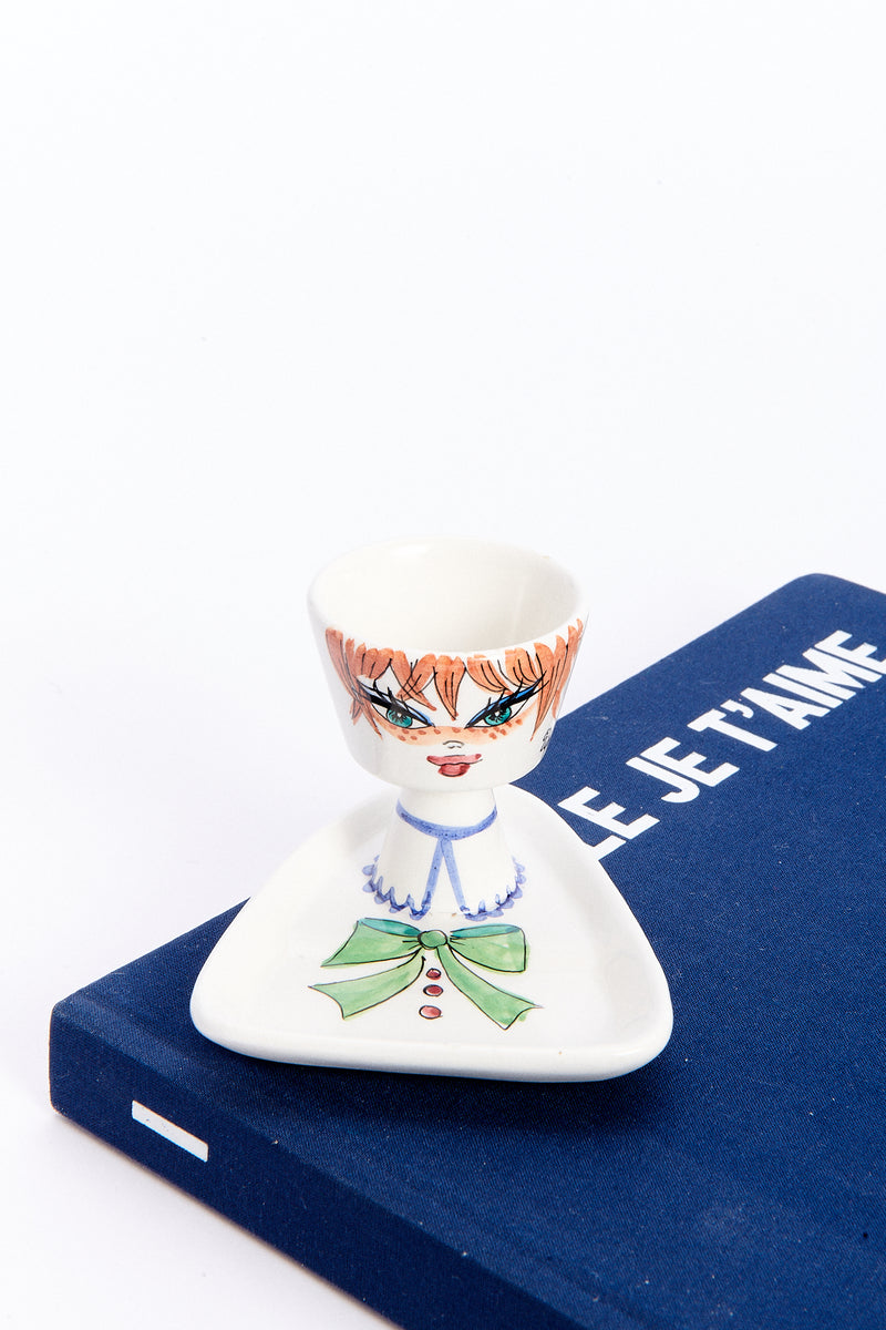 Italian Hand Painted Lady Egg Cup