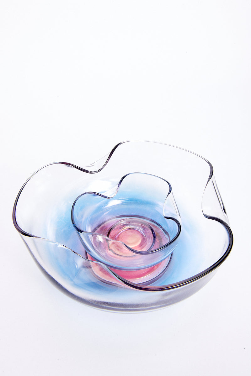 Ombré Rose Pink/Lilac/Blue Glass Chip & Dip Set