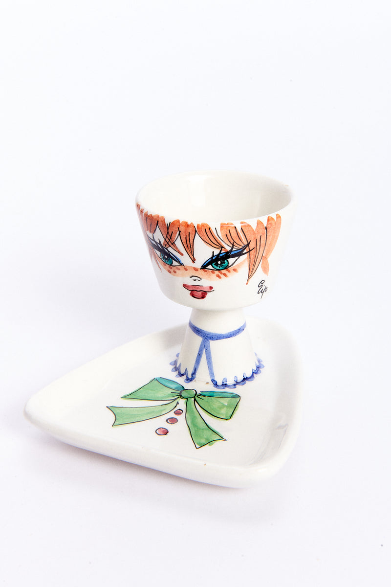 Italian Hand Painted Lady Egg Cup