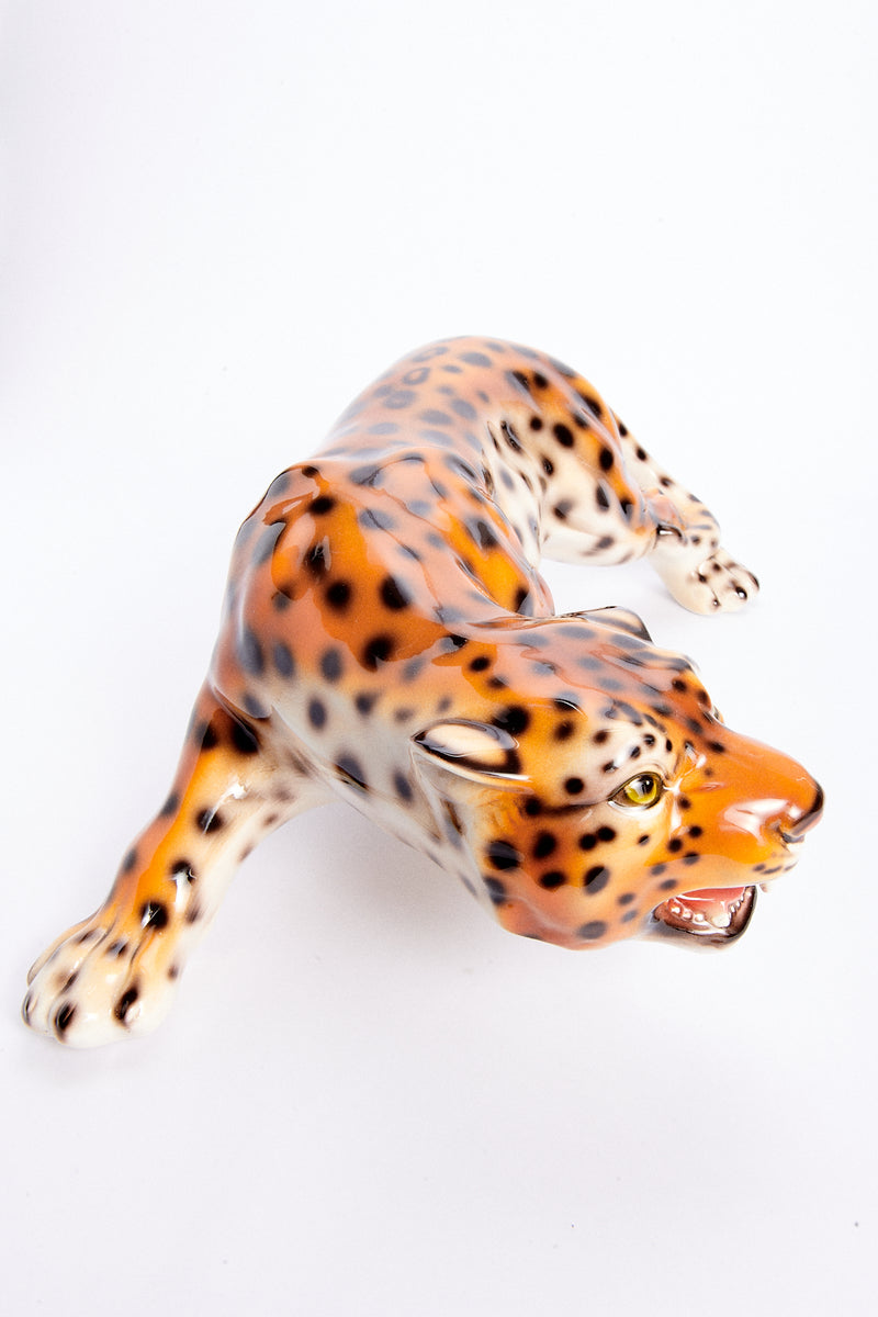Italian Ceramic Crouching Leopard