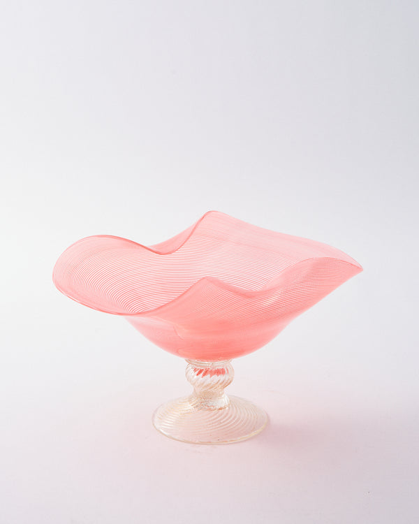 Murano Pale Pink Filigrana Folded Centerpiece