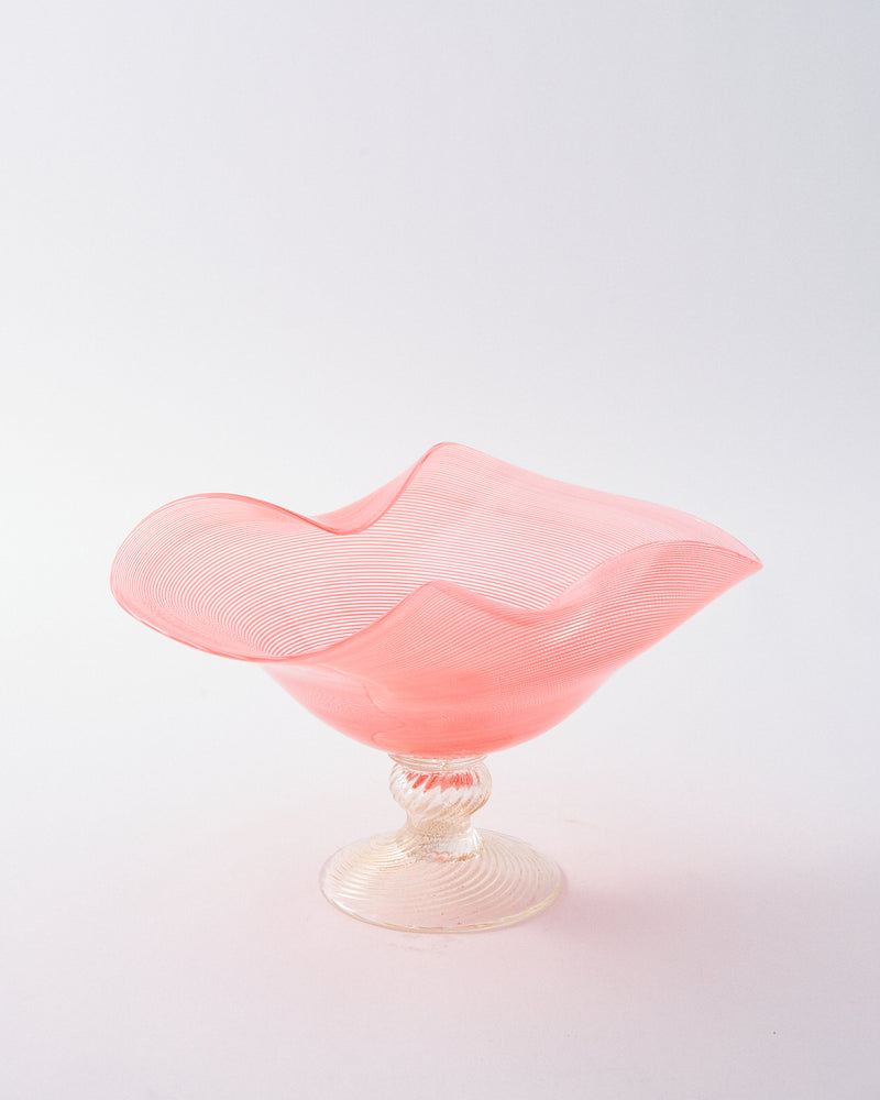 Murano Pale Pink Filigrana Folded Centerpiece