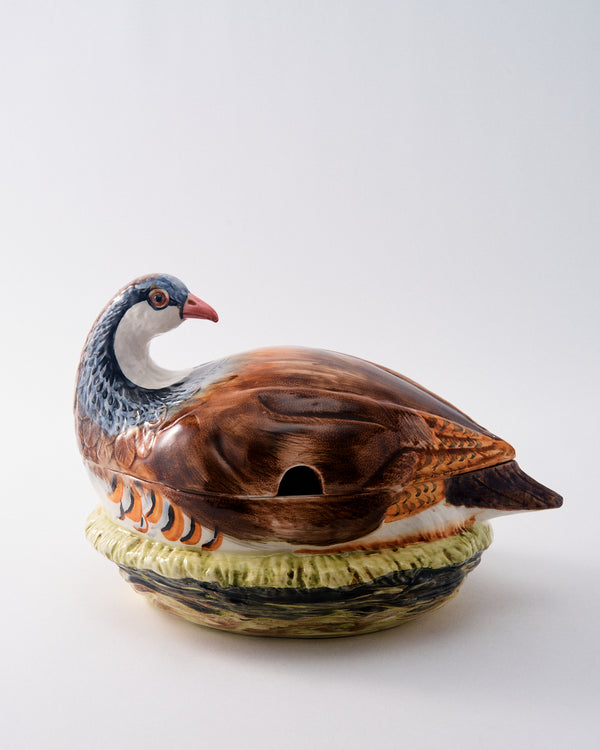 Italian Majolica Pheasant Tureen