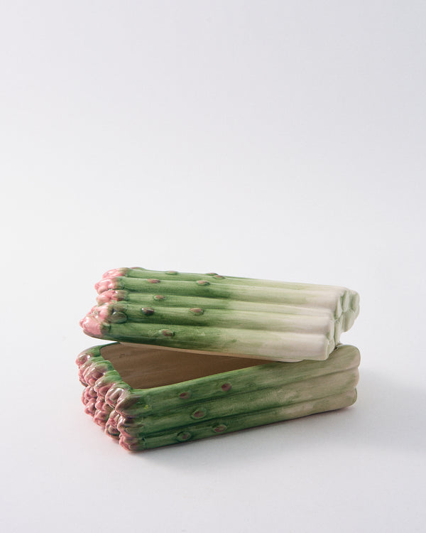 Japanese Ceramic Asparagus Covered Box