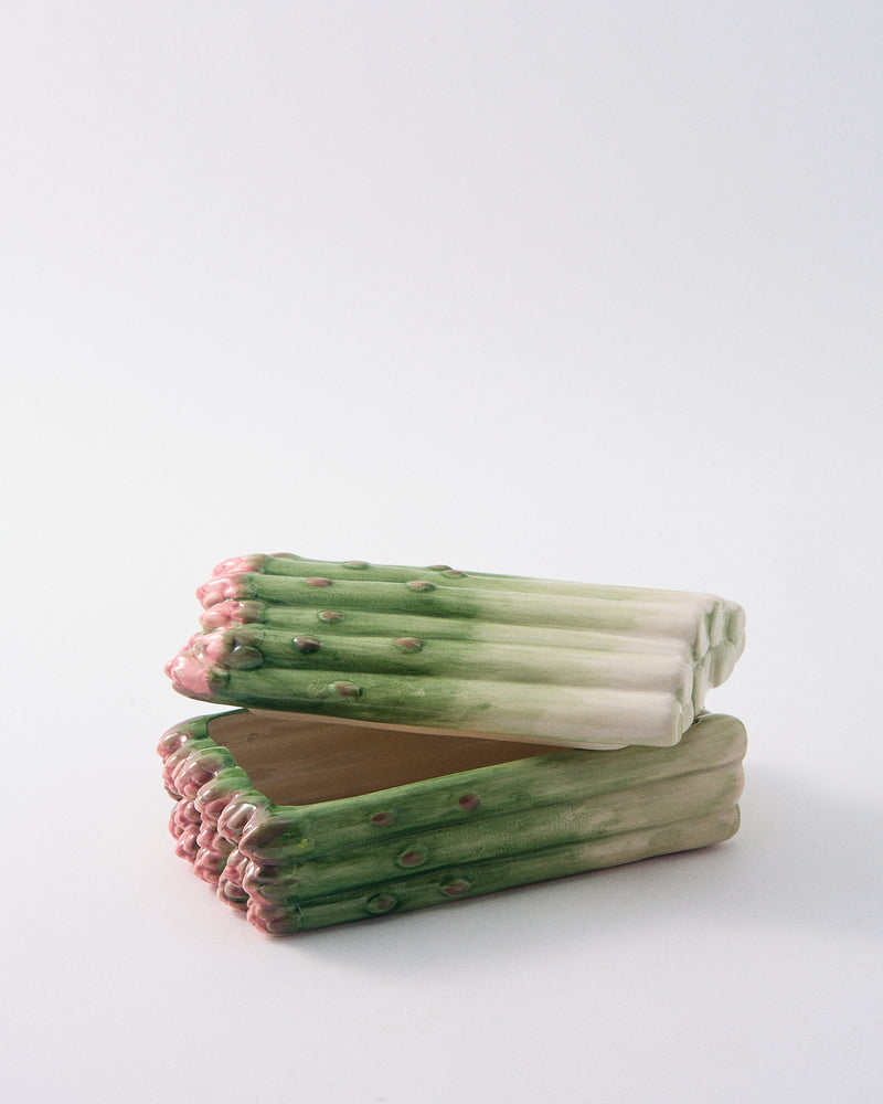Japanese Ceramic Asparagus Covered Box