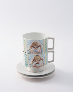 1970s Italian Hand-painted "For Her" Mug Set