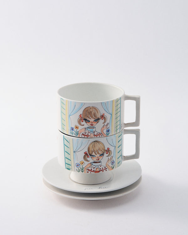 1970s Italian Hand-painted "For Her" Mug Set