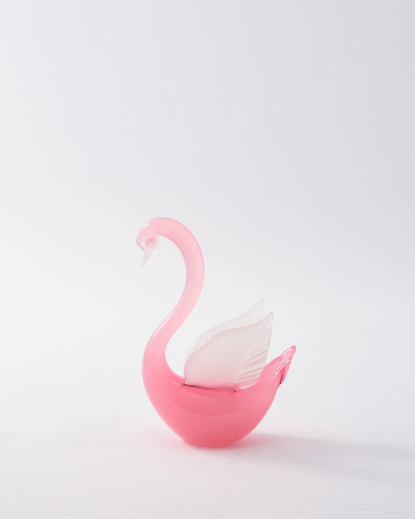 1980s Murano Opaline Glass Swan