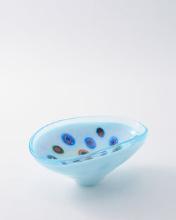 1980s Unusual Murano Opaline Blue & Murrine Catchall
