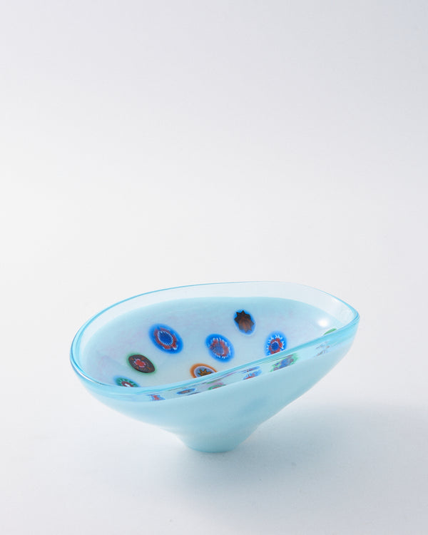 1980s Unusual Murano Opaline Blue & Murrine Catchall