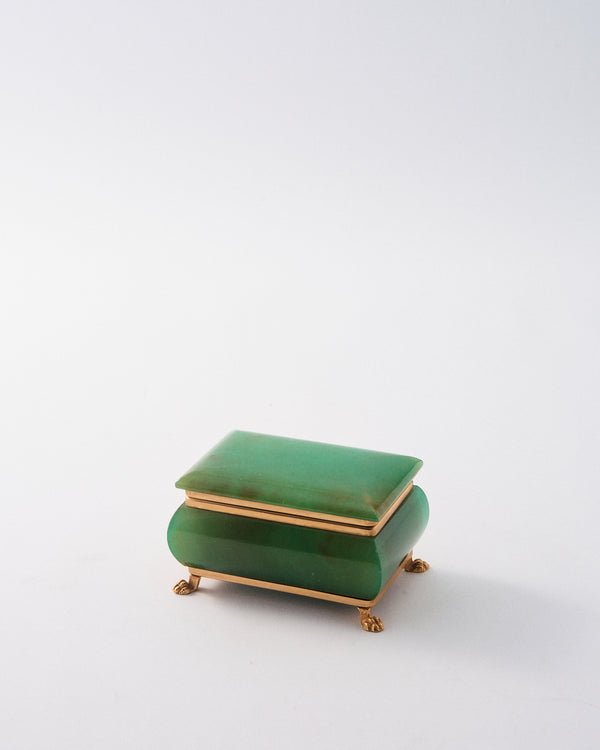 1950s Italian Green Alabaster Jewlery Box