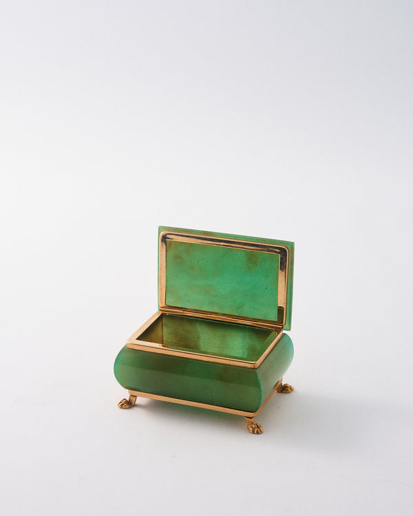 1950s Italian Green Alabaster Jewlery Box
