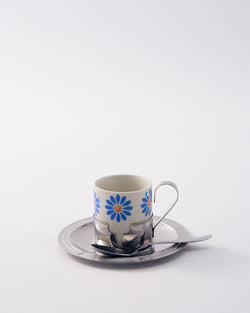 1960s Italian Porcelain Demitasse Cup, Saucer, & Spoon