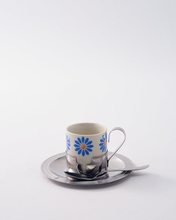 1960s Italian Porcelain Demitasse Cup, Saucer, & Spoon