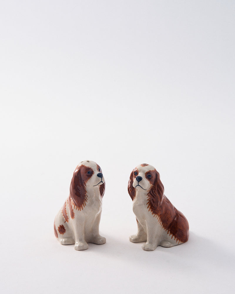 Handmade Ceramic King Charles Spaniel Salt & Pepper Shakers