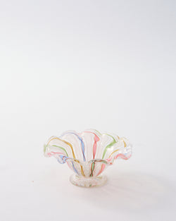 1960s Murano Pastel Ribbon/White Latticino Small Dish