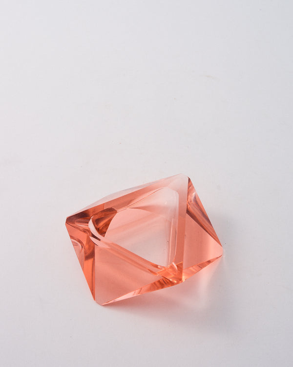 1970s Italian Faceted Crystal Rose Pink Ashtray