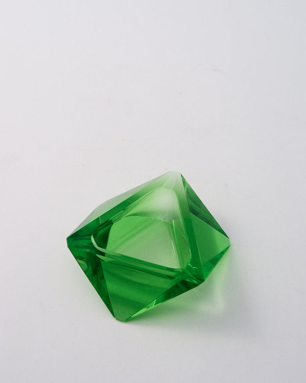 1970s Italian Faceted Crystal Apple Green Ashtray