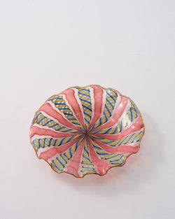 Early 20th Century Murano Latticino Ruffle Saucer - Pink, Blue, & Yellow