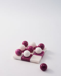 Magenta/White Italian Alabaster Tic-Tac-Toe