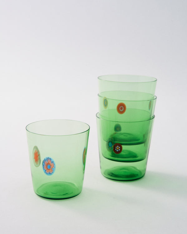 2000s Murano Green Millefiori Tumbler