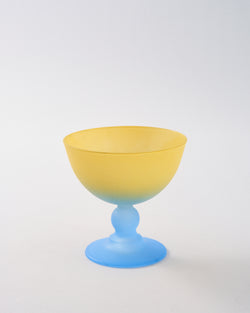 1980s Italian Matte Yellow & Blue Sorbet Glass