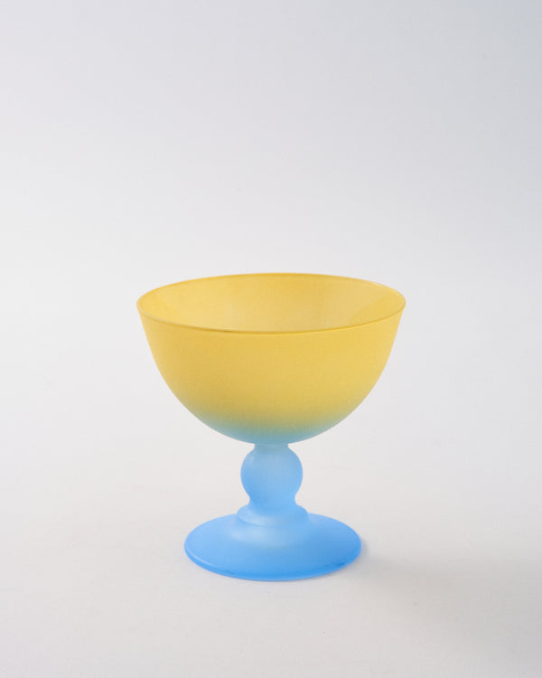 1980s Italian Matte Yellow & Blue Sorbet Glass