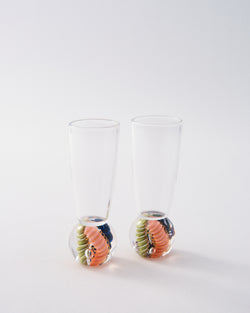 2000s Signed Artist Glass Shot Glass Set of Two