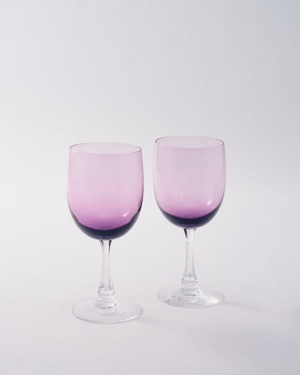 Violet Faceted Stem Wine Glass