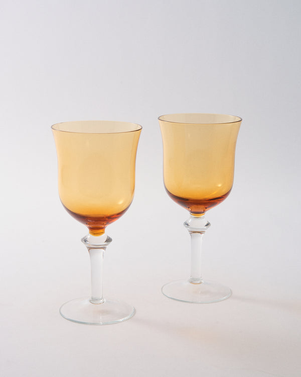 1960s Polish Amber Orange Crystal Water/Spritz Glass