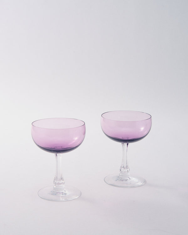 1950s American Violet Faceted Stem Cocktail Glass