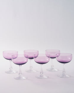 1950s American Violet Faceted Stem Cocktail Set of Six