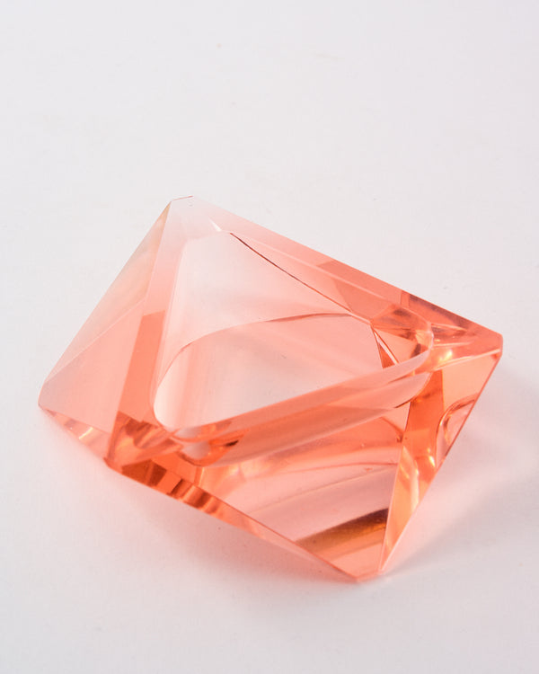 1970s Italian Faceted Crystal Rose Pink Ashtray