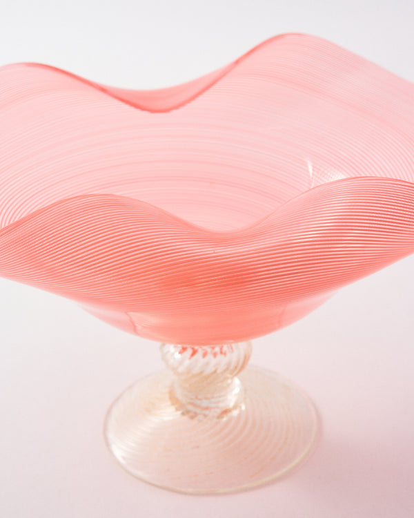 Murano Pale Pink Filigrana Folded Centerpiece