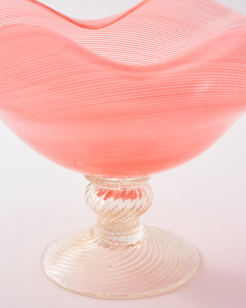 Murano Pale Pink Filigrana Folded Centerpiece