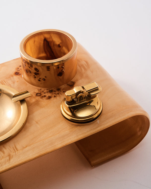 1970s Italian Burl Wood Lucite Entertaining Set