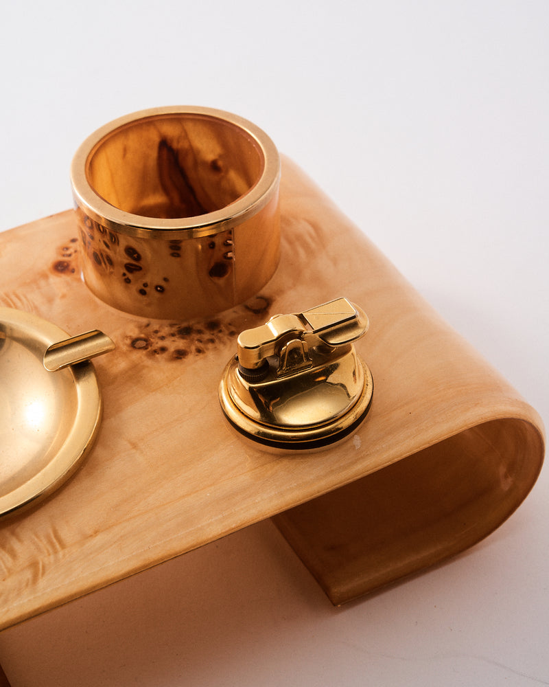 1970s Italian Burl Wood Lucite Entertaining Set