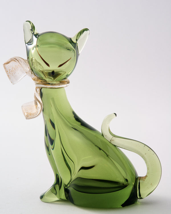 1950s Murano Olive Green Cat