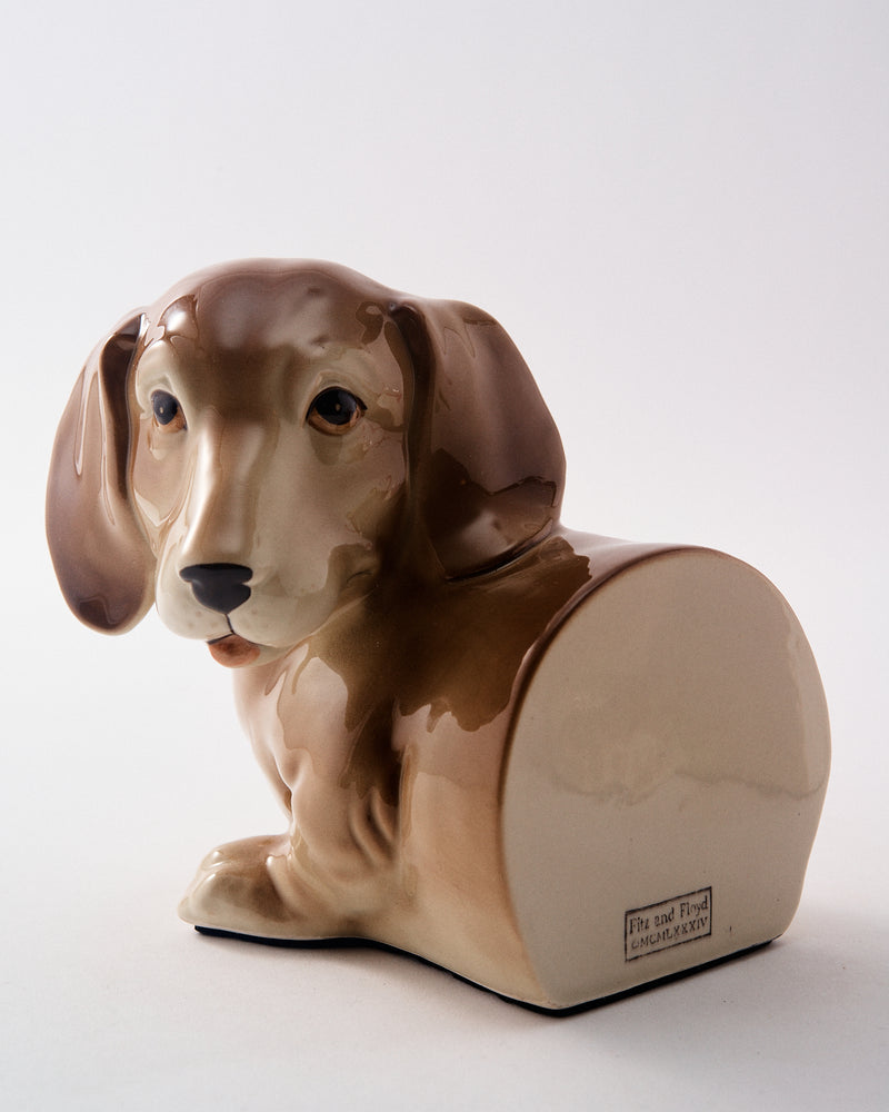 1980s Hand Painted Ceramic Dachshund Book End Set