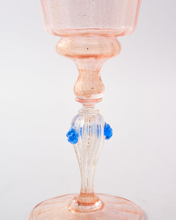 Pink & Blue Venetian Goblet Set of Two