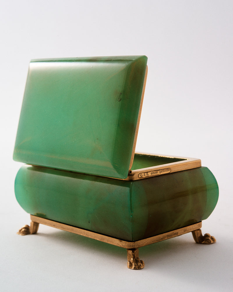 1950s Italian Green Alabaster Jewlery Box