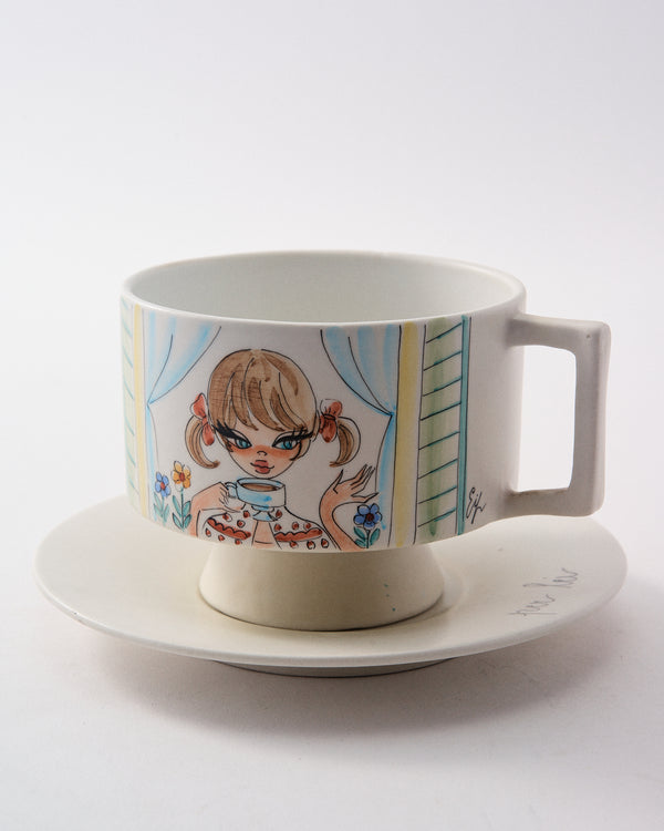 1970s Italian Hand-painted "For Her" Mug Set