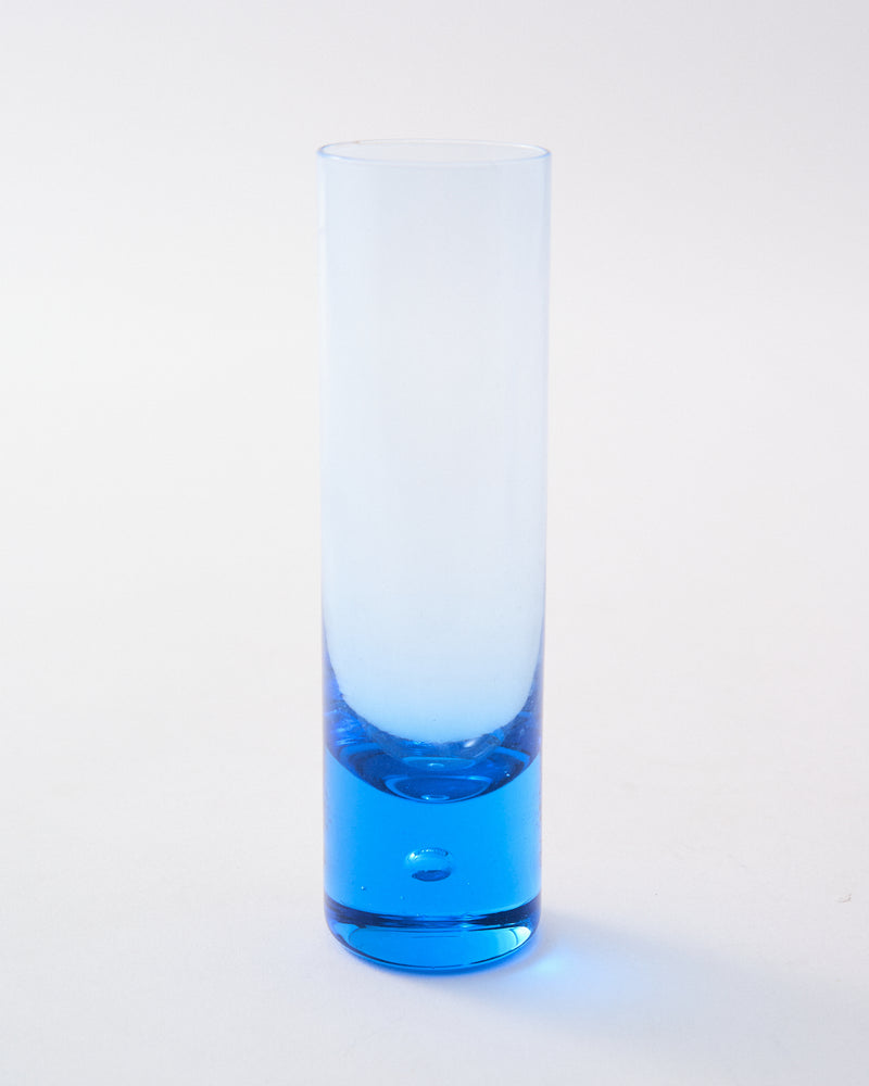 1970s Italian Capri Blue Tall Glass & Ice Bucket Set of Eight Pieces