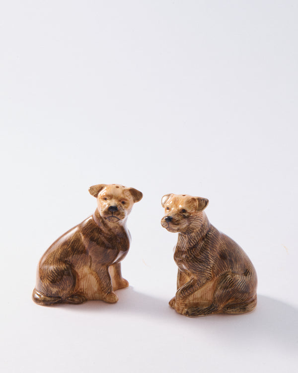 Handmade Ceramic Border Terrier Salt & Pepper Shakers