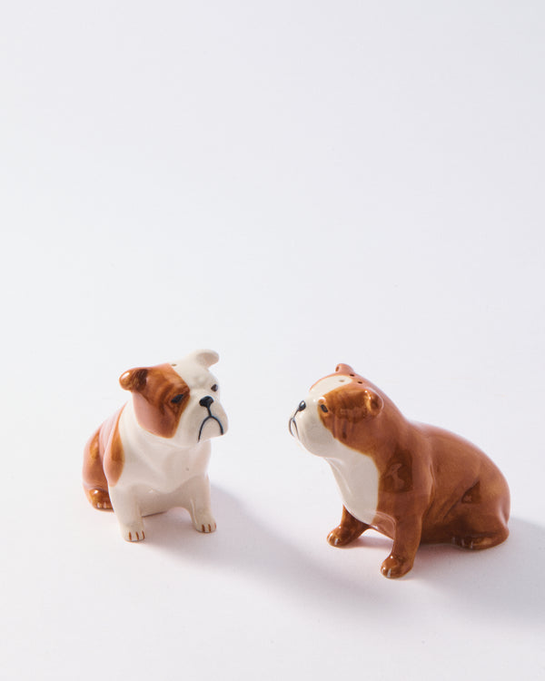 Handmade Ceramic English Bulldog Salt & Pepper Shakers