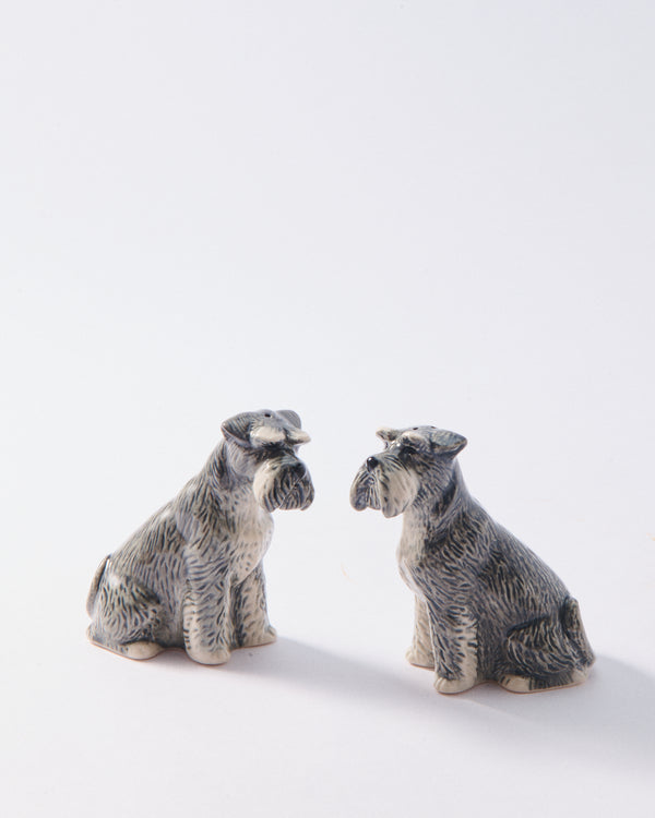Handmade Ceramic Schnauzer Salt & Pepper Shakers