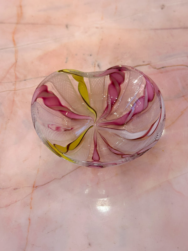 Murano Pink & Yellow Petite Latticino Dish