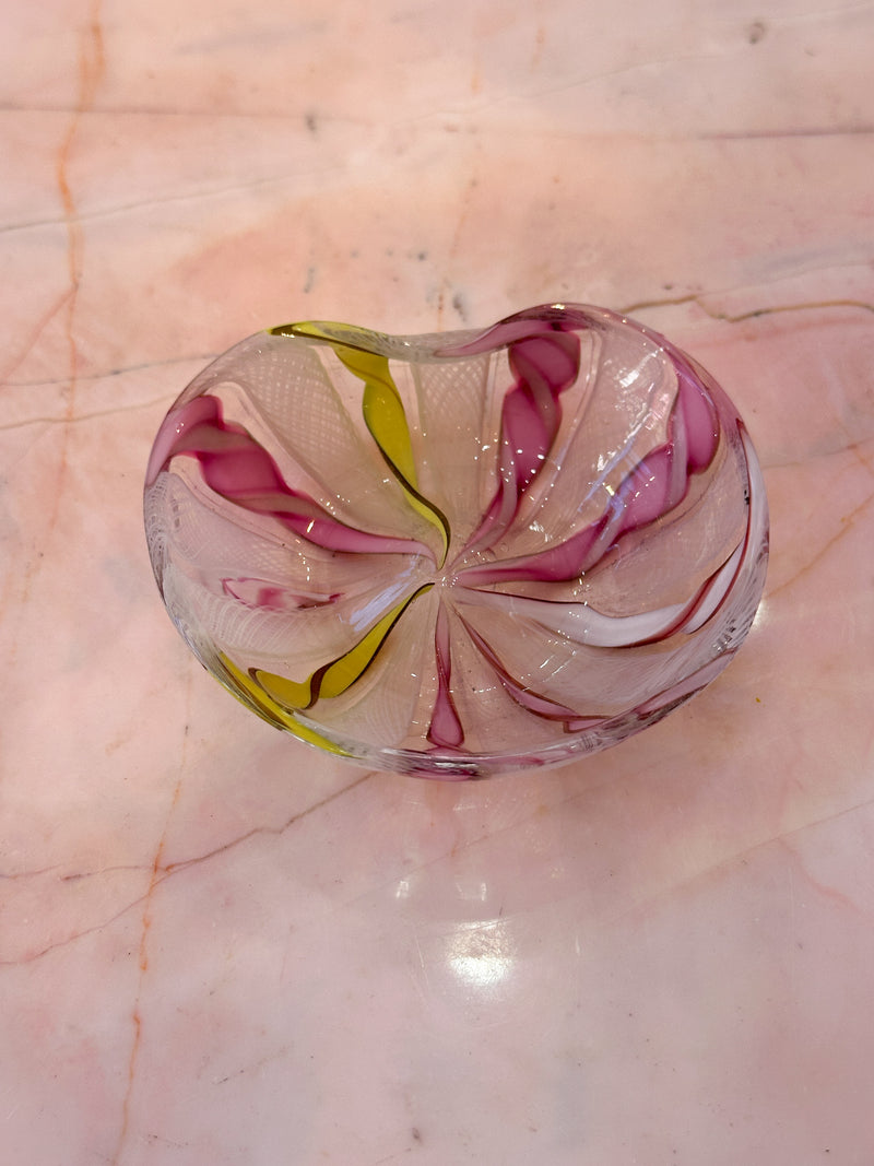 Murano Pink & Yellow Petite Latticino Dish
