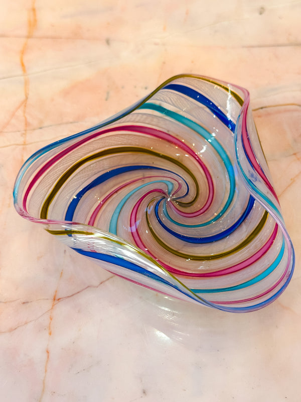Murano Rainbow Latticino Dish